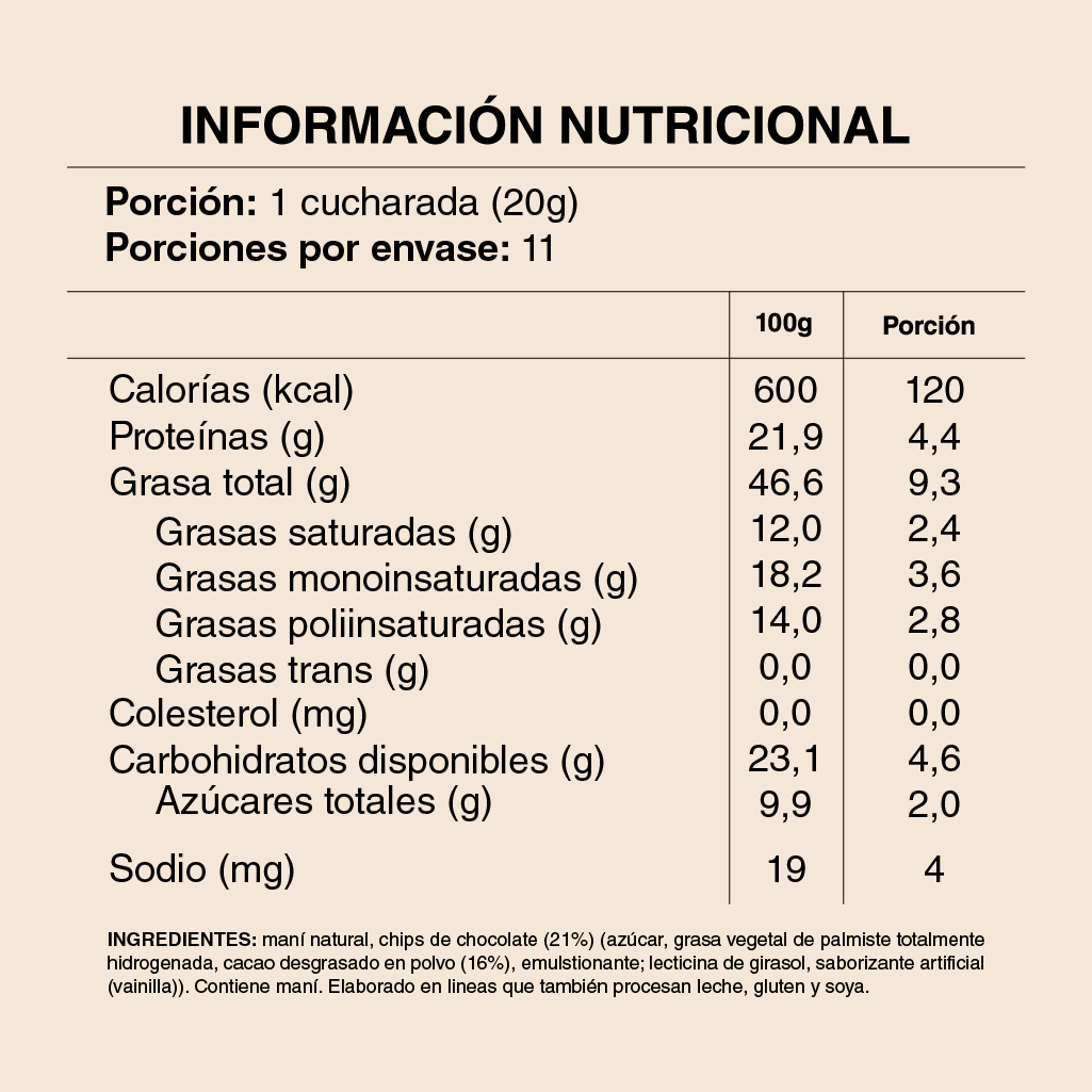 MANTEQUILLA «CHOCO CHIP» 220 gramos